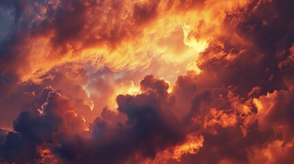 Dramatic cloudy sky during sunset