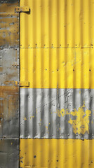 Close Up of a Metal Door With Yellow and Grey Panels