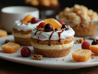 The best-selling and delicious dessert sweets on the table