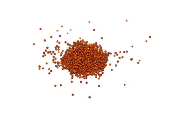 red quinoa seeds isolated on white background. 