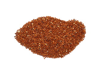 red quinoa seeds isolated on white background. 