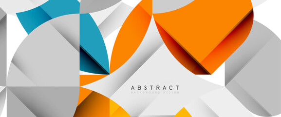 Minimal geometric elements on white. Petals, round triangles, star