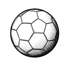 Naklejka premium Soccer, Fussball, Isolated Ball, hand drawn pencil drawing, illustration, transparent PNG