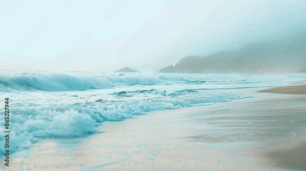 Poster blurry background of a lovely seashore with rippling waves