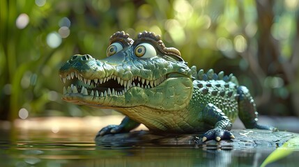 Obraz premium crocodile cartoon posing. 