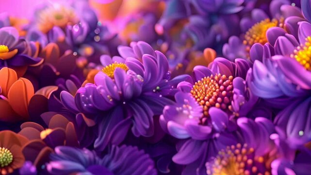 close up of purple and yellow flowers