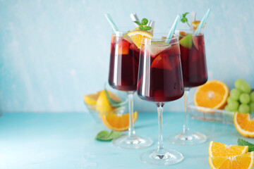 Glasses with traditional Spanish drink Sangria