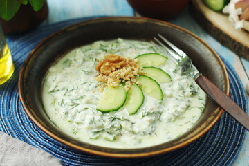 A traditional dish of Bulgarian cuisine - Snezhanka salad	