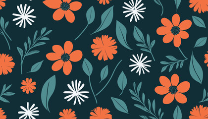 Obraz premium Abstract Floral Ornament: A Modern Interpretation of Retro Design
