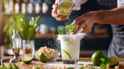 Blending Rice Cakes into a Unique Tropical Margarita Drink