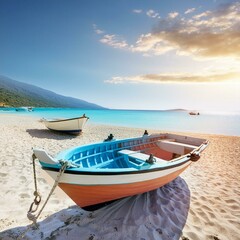 Naklejka premium boats on the beach