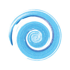 This is a logo image of a water whirl in blue color