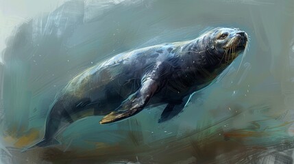 Fototapeta premium Creature design sketches: Simple, stylized anatomy of Narnia-inspired plesiosaurs and sea lions in Jurassic World style.