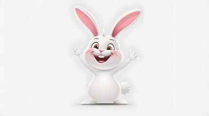Fototapeta premium Happy bunny cartoon isolated on white background. 