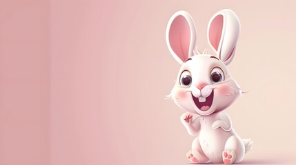 Obraz premium Happy bunny cartoon isolated on white background. 