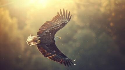 Obraz premium An American flag is soaring through an eagle's wings in this gritty patriotic concept. Memorial Day, Veterans Day, Presidents' Day, and Flag Day celebrations and marketing materials.