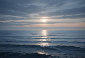 sunset over the sea, sand beach, summer day, some clouds, pink light