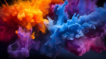 Fototapeta premium Colorful ink splattering in the air, creating a vibrant and dynamic display of colors.