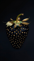 Black strawberry on black background with high definition