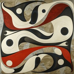 Obraz premium Abstract pattern with Inuit art influences, organic and dynamic, no blur,