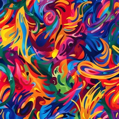 Abstract pattern with Caribbean art influences, vibrant and dynamic, no blur,