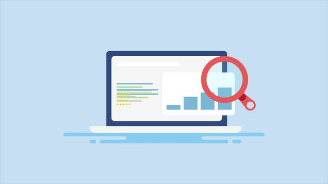 Website link position change, search engine algorithm, content and keyword optimization SEO ranking concept video animation.