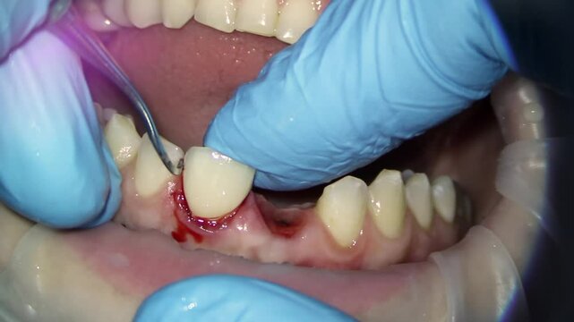 dentistry. removal of excess cement after fixation of ceramic restoration, veneer, crown. High quality FullHD footage