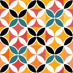 Fototapeta premium Eye-catching modern fabric design featuring striking geometric patterns, bold shapes, and bright colors.