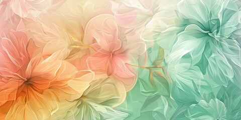 Soft, pastel-colored abstract floral background with delicate petals blending seamlessly into each other, creating a dreamy and ethereal atmosphere.
