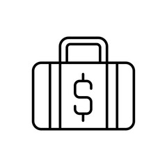Millionaire bag outline icons, minimalist vector illustration ,simple transparent graphic element .Isolated on white background