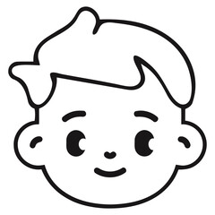 A cute cartoon boy's face with big eyes and a happy expression