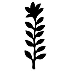 Black silhouette of a plant with leaves