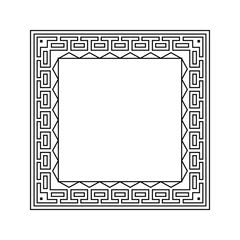 Ornamental Geometric Square Border Pattern Design with Symmetrical Shapes