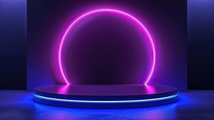 minimalistic design and a contemporary feel to highlight the product effectively against the glowing, 3D podium Showcase, Generative Ai 