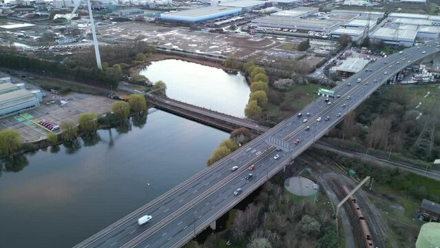 Aerial View of Central Dagenham London City of England United Kingdom During Sunset. March 2nd, 2024