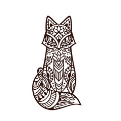 Fox in ornament. Vector illustration Mandala. Flower Ethnic drawing. Decorative Fox animal in Zen boho style. Boho, hippie for decoration