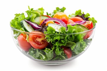 Vegetable salad bowl isolated on white for composition