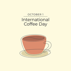 International Coffee Day. Line art design. Vector line art. Good for template usage celebration. Continuous line. eps 10.