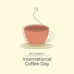 International Coffee Day. Line art design. Vector line art. Good for template usage celebration. Continuous line. eps 10.