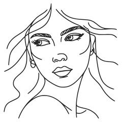 Beautiful Woman  one-line art drawing vector