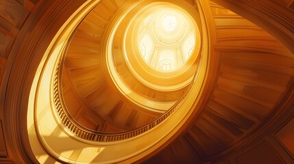 Spiral staircase inside the Church of St Nicholas with a grand dome ceiling and intricate architecture