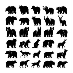 Bear silhouette vector. Vector illustration logo bear silhouette. various bear silhouettes on the white background © Creative plus