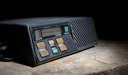 Hurricane warning on a two-way radio