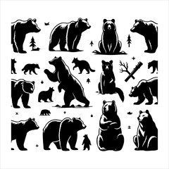Bear silhouette vector. Vector illustration logo bear silhouette. various bear silhouettes on the white background © Creative plus