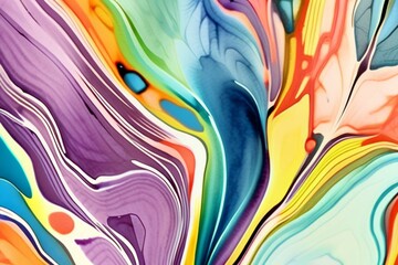 Fototapeta premium Closeup of abstract watercolor paint background texture with liquid fluid marbled paper texture banner texture. Generative AI (생성형 AI)