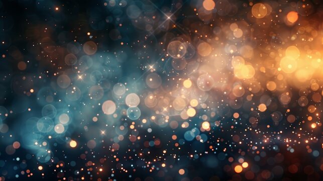 Abstract background with blue and gold bokeh lights. Perfect for festive or celebratory designs.