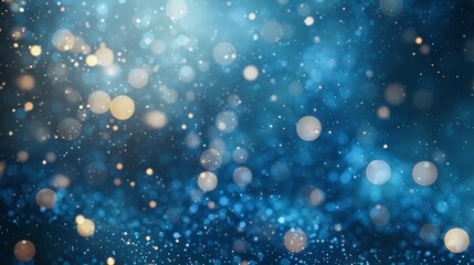 Abstract blue background with bokeh lights and glitter.  Perfect for festive, celebratory, or winter themes.