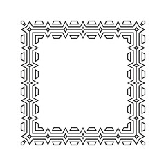 Ornamental Geometric Square Border Pattern Design with Symmetrical Shapes