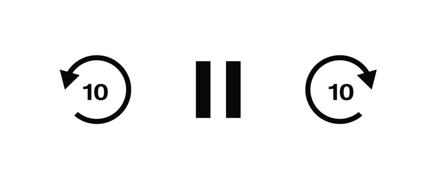 pause button video player ui design with 10 sec increase or decrease