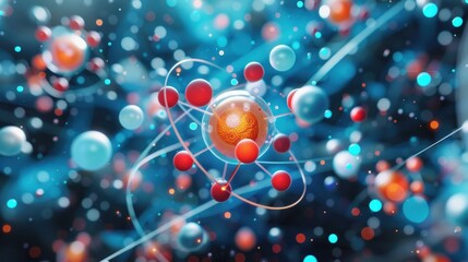 A colorful image of a bunch of balls and a red ball with a yellow center